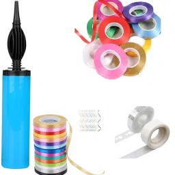 Solid Balloon Decorating Garland KIt-1 Strip Tape,1Glue Dot,1Balloon Pump,10 Ribbon Balloon Bouquet-3