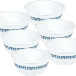 Glass Vegetable Bowl Livingware Wheeler Diamond 177 ml Katori Pack of 6-14