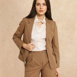 rareism Women Solid Single Breasted Formal Blazer-picture-4