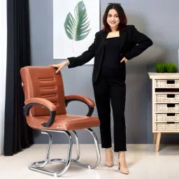 Director Principal Manager Heavy Duty Metal Frame| Visitor/Study/Office Chair Leatherette Office Arm Chair-26