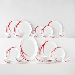 Pack of 33 Opalware Red Stella Dinner Set-image-11