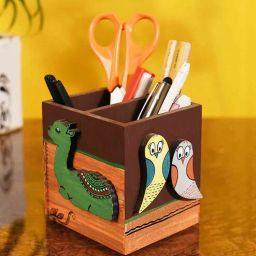 aakriti art creations Tribal Alpaca Engineered Wood Pen Stand-picture-18