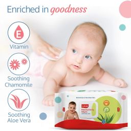 luvlap Moisturizing Soft Cleansing Baby Wet Wipes with Aloe Vera extract - Pack of 8 image 3