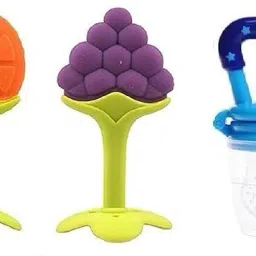 PACK OF 3PCS SILICONE FRUIT SHAPE TEETHER WITH FRUIT NIBBLER Teether and Feeder-27