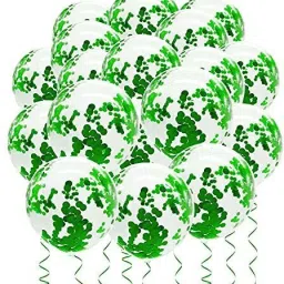 Printed Confetti Metallic Latex Balloons Green Theme Set of 50 for Birthday Party Decor Balloon-image-62