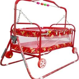 Style Red steel cradle with mosquito net and wheels Bassinet Bassinet-picture-13