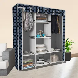 8 Shelf Foldable Collapsible Wardrobe Storage Organizer Almirah Cloth Rack PP Collapsible Wardrobe-image-43