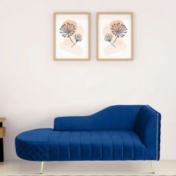 casacraft from pepperfry Valencia Velvet Chaise Lounger in Royal Blue Colour-picture-40