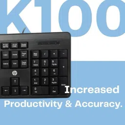 HP K100/7J4G1AA Wired USB Standard Multi-device Keyboard Compatible with Desktop, Laptop, Mac Quick, Comfy and Accurate, USB Plug & Play Setup with LED Indicators image 3
