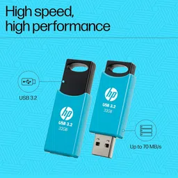 HP 712W 32GB USB 3.2 Flash Drive (Built-in Keyring Loop, 7Z376AA, Blue) image 2