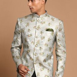 VASTRAMAY Men Green Self-Design Jodhpuri Blazer-picture-39