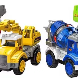 City Server Dump Vehicle Friction Powered Construction Trucks Excavator Toys-8