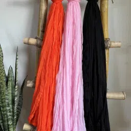 Cotton Blend Solid Multicolor Women Dupatta-image-59