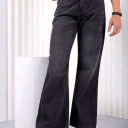 Men Boot-Leg Mid Rise Black Jeans-image-24