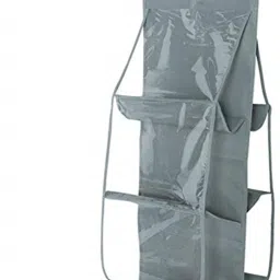 Purse Handbag Organizer 6 Pocket Foldable Large Clear Anti Dust Hanging Handbag Storage Organizer with Hook Purse Hanger Storage Holder for Wardrobe Closet Organizer Pack of 1 Pc Grey Accessories Organizer-image-45