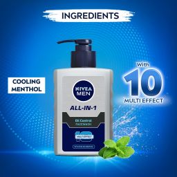 nivea men All In One with Cooling Menthol, Fight Acne & Pimple, 10 Multi Effect with Pump Face Wash image 5