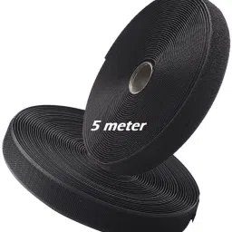 Hook & Loop Tape | (5M*25mm Hook & Loop Tape, Black Color)| No Glue in Back side, Non-Adhesive Sticky Back ,Fabric Fastener Interlocking Tape for Sewing Crafts, DIY, Clothes, Shoes etc. Sew-on Velcro Sew-on Velcro (Black) Iron-on Velcro-16