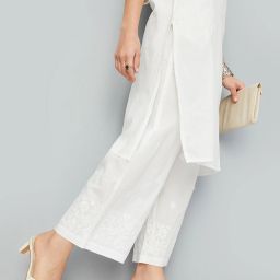 Women Regular Fit White Cotton Blend Trousers-image-28