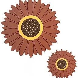 Creative Sunflower Coasters Set - Non-Slip- Heat Insulated Pad for Home Kitchen, Dining Room, Tea & Coffee Table, Mat in 2 Size(Big-20cm,Small-10cm)Brown Trivet-42