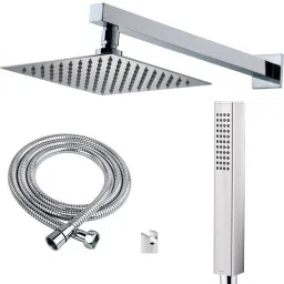 Shower 8 Inch with 9 Inch Square Arm With TF Hand shower 1.5 meter Hose Pipe Fixed Mount-picture-8