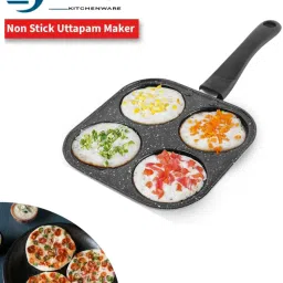Multi Snack Pan 4 in 1 Mini Uthpam Pancake/Omelette Pan/Mini Grill Pan/Fried Egg Pancake Pan 19.5 cm diameter 0.5 L capacity-image-68