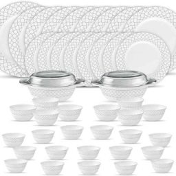 Pack of 45 Opalware VELVETT DINNER SET PEARL GREY 47 PCS Dinner Set-image-24