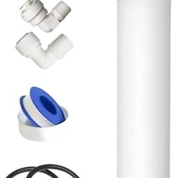 RO Membrane Housing Virgin food Grade Double O Ring Filter with 3pcs elbow, 1 pcs Membrane Housing and 1 Taflon Tape, Suitable for 75,80 & 100 GPD Membrane all Brand Domestic RO Water Purifier Solid Filter Cartridge-2