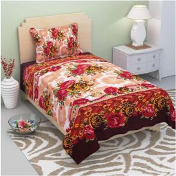 160 TC Polycotton, Microfiber, Cotton Blend Single 3D Printed Flat Bedsheet-image-88