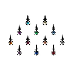 Comet Busters Set of 12 Stone-Studded Designer Bindis - Multicoloured-8