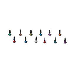 Comet Busters Set of 12 Stone-Studded Designer Bindis - Multicoloured-9