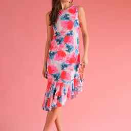Globus Women Multi Ruffle Asymmetric Midi Party Dress-picture-28