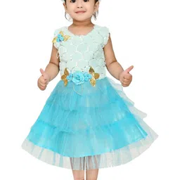 BAESD Blue Net A-Line Midi Dress-8