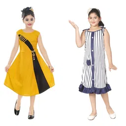 BAESD Girls Pack Of 2 Striped A-Line Midi Dress-image-60