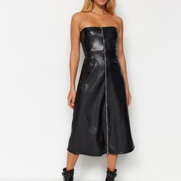 Trendyol Off-Shoulder A-Line Midi Opaque Party Dress-image-18