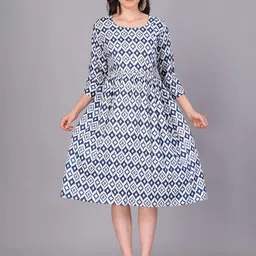 KALINI Geometric Printed Maternity A-Line Midi Dress-picture-10