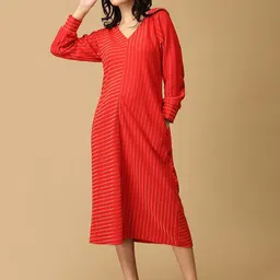 The Mom Store Striped Maternity A-Line Midi Dress-image-35