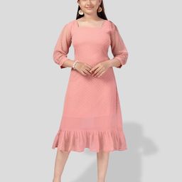 BAESD Girls Square Neck Georgette A-Line Midi Dress-picture-44