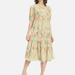 BAESD Floral Print Crepe A-Line Midi Dress-image-94