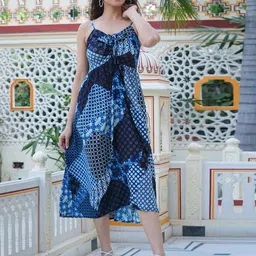 KALINI Women's Printed Crepe A-Line Midi Dress-picture-17