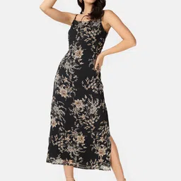 angloindu Floral Printed Shoulder Straps A-Line Midi Dress-11