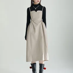 JC Collection High Neck Tie-Ups Detail A-Line Midi Dress-picture-13