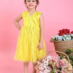 SAKA DESIGNS Girls Floral Net A-Line Midi Dress-42