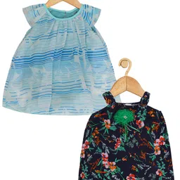 Creative Kids Infant Girls Pack Of 2 Floral Printed Round Neck A-Line Midi Dress-image-86