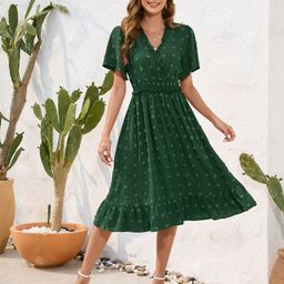 StyleCast Self Designed V-Neck Cotton A-Line Dress-13