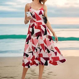 StyleCast x Revolte Graphic Print A-Line Midi Dress-image-17
