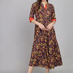 Anouk Floral Print Liva A-Line Midi Dress-image-26