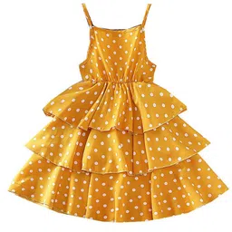 StyleCast Girls Yellow Polka Dot Printed Layered A-Line Midi Dress-32