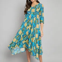 Amagyaa Geometric Printed A-Line Midi Dress-picture-2