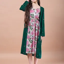 pspeaches Girls Floral Print Square Neck Empire Cotton Midi Dress-image-30