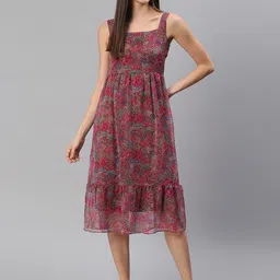 BAESD Ethnic Motifs Print Chiffon Empire Midi Dress-image-25